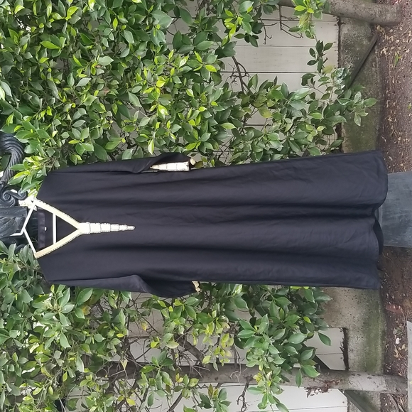 Black & Gold Embroidered Sequin Kaftan Cover-Up Maxi Dress - Picture 2 of 16